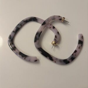 Pink and Black Tortoise Hoop Earrings